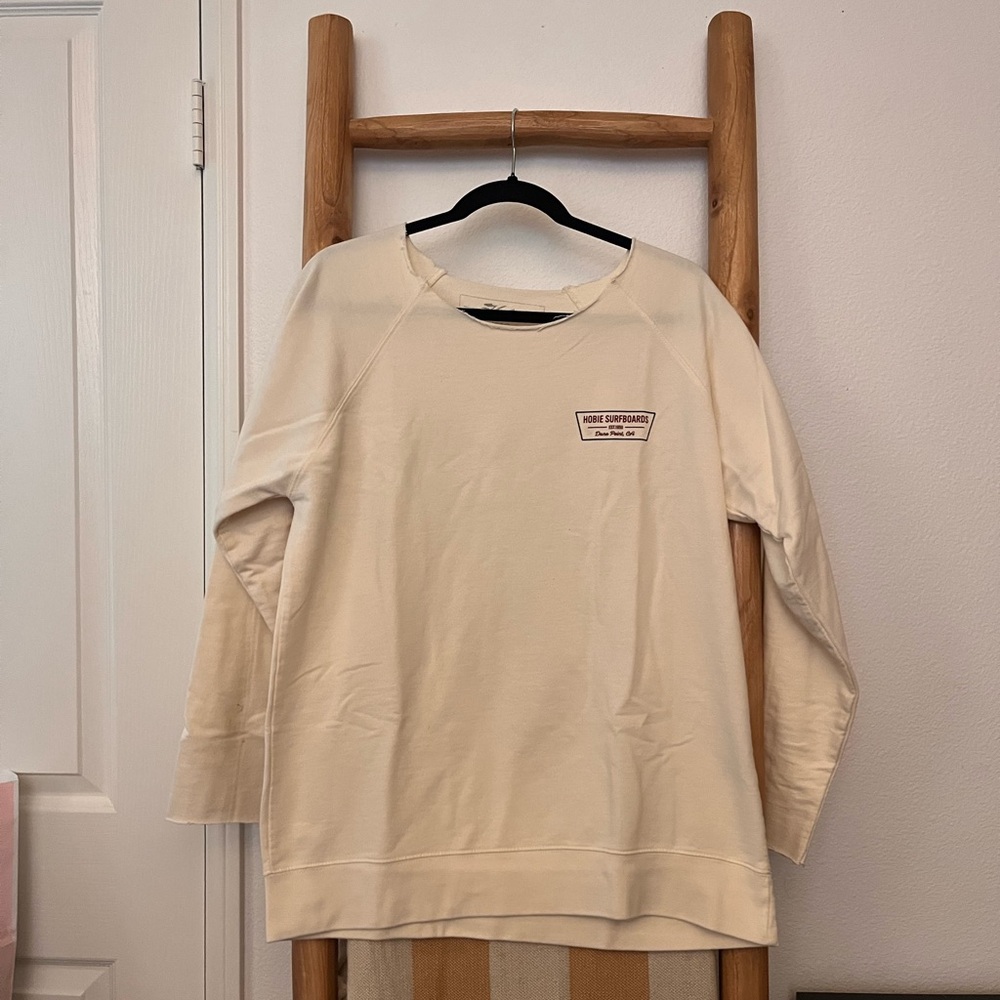 Hobie Off the Shoulder Neckline Cream Long Sleeve Sweatshirt